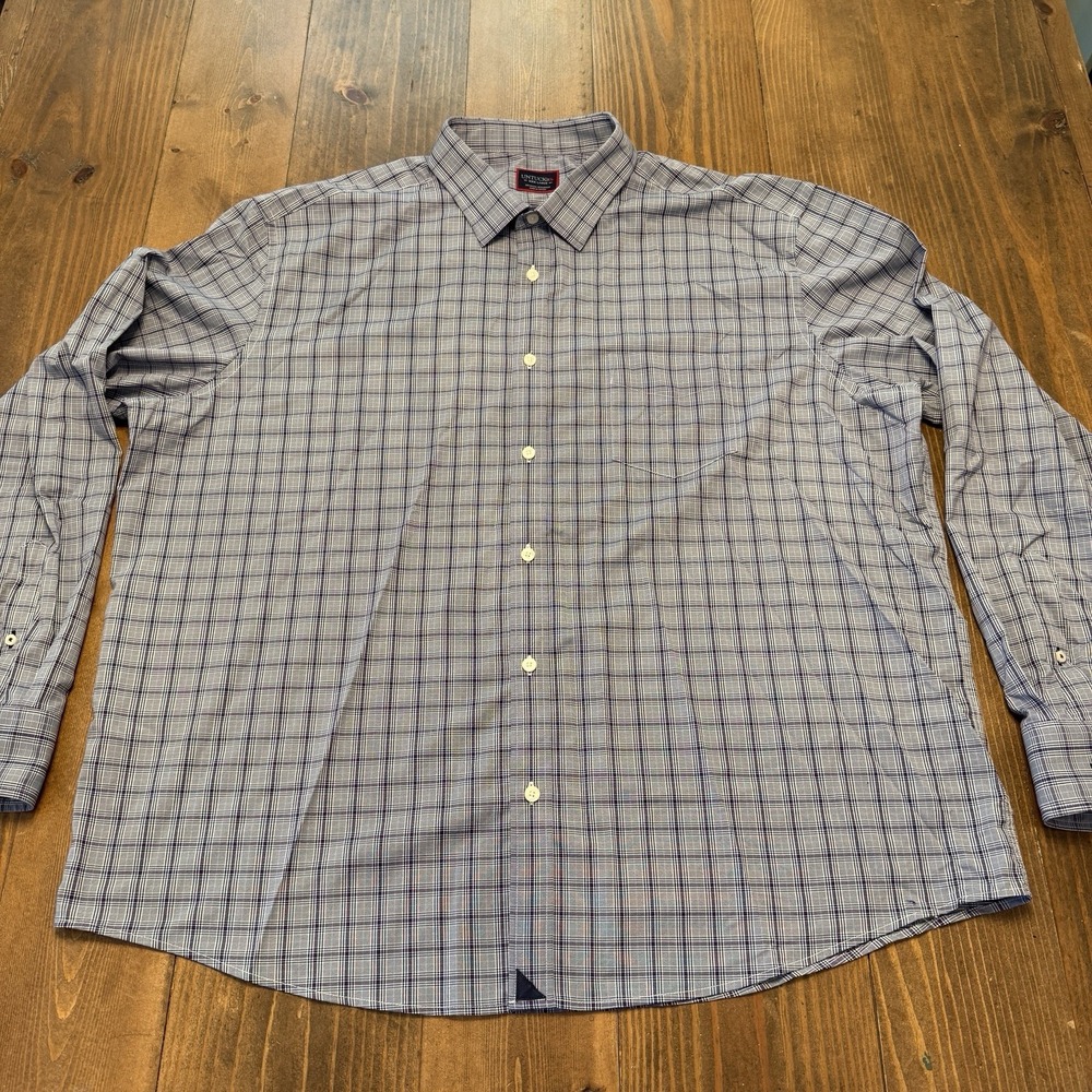 UNTUCKit Shirt Mens 3XL Plaid Blue Performance Long Sleeve‎ Button Up Stretch